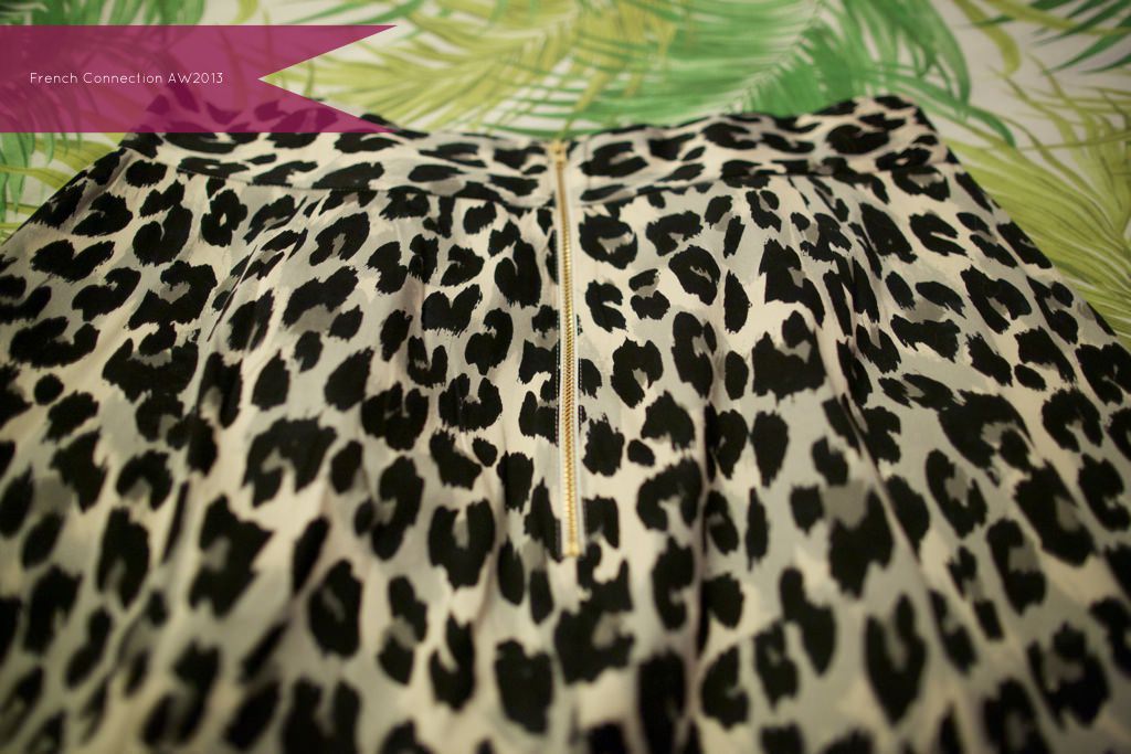 French Connection Snow Leopard Skirt Zip Detail 106